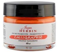 Encre de calligraphie pigmentée - Orange tangerine - Jacques Herbin - Flacon 40ml