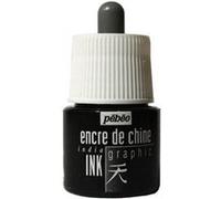 Pébéo – Encre de Chine Graphique – Noir opaque – Flacon 45 ml – Bouchon pipette