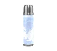 Encre De Marbre Bleu Pierre Blanche Thermos Café 500 ml Isolée Sous Vide Isothermes en Acier Inoxydable d'Emballage en Cuir Bouteille d'eau Isotherme Tasse