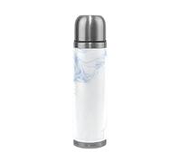Encre Marbrée Bleu Blanc Thermos Café 500 ml Isolée Sous Vide Isothermes en Acier Inoxydable d'Emballage en Cuir Bouteille d'eau Isotherme Tasse