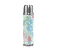 Encre Marbrée Rouge Bleu Vert Thermos Café 500 ml Isolée Sous Vide Isothermes en Acier Inoxydable d'Emballage en Cuir Bouteille d'eau Isotherme Tasse