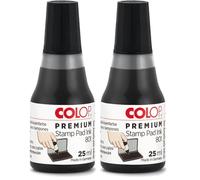 Encre pour tampon COLOP 801 Noir | 25 ml | Encre de recharge à base d'eau indélébile | Pour tampons en feutre et mousse | Testée dermatologiquement | Buse d'application incluse (Lot de 2)