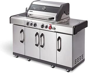 Enders Kansas II Pro 4 SIK Profi Turbo barbecue gaz - Barbecue à gaz infrarouge, Chaleur Range, Simple Clean et grille émaillée - Barbecue avec couvercle avec étagères latérales et 4 brûleurs #871433