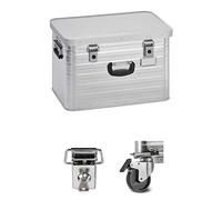 Enders ® Set de Caisse en aluminium L 63l avec cadenas et roulettes de transport | Malle metallique | Boite de rangement en metal | Cantine en Alu | Boîte à outils métallique complete | Boites