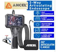 Endoscope automobile double caméra HD ANCEL AN302, boroscope articulé bidirectionnel, 7 lumières LED, outil d'inspection automobile noir
