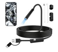 Endoscope Caméra d’Inspection 1080P, Caméra Endoscopique 3 en 1 USB Type-C Micro-USB, 6 LED Réglables, Étanche IP67, Câble Semi-Rigide 5M pour Android PC Auto Canalisation Plomberie