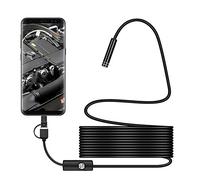 Endoscope Camera USB 640P Caméra Endoscopique, 3 en 1 Endoscope Étanche 7mm Caméras d'inspection Câble Semi-Rigide de 1M/1.5M/2M/3.5M/5M avec 6 LED IP67 Type-C Compatible avec Android, PC