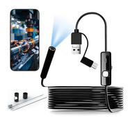 Endoscopique D'inspection Serpent 1920P HD, 3 en 1 USB Camera Endoscopique, Caméra avec 8 Lumières LED pour Smartphone Android et iOS, iPhone, iPad (5M)