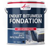 Enduit Fondation Bitumineux - Étanchéité Mur Enterré et Soubassement - Goudron Liquide Haute Résistance - Protège contre Humidité et Infiltrations Sol - 5 kg Noir - ARCANE INDUSTRIES