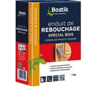 Enduit - BOSTIK - Rebouchage bois - Poudre 1kg - Intérieur/extérieur - Facile à peindre