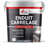 Enduit Carrelage Mur et Sol pour Salle de Bain Cuisine 10 kg Mésange | S'Applique sans Primaire Directement sur Carrelage, Forte Adhérence, Finition Lisse, Effet Béton - Arcane Industries