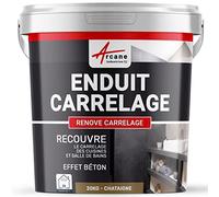 Enduit Carrelage Mur et Sol pour Salle de Bain Cuisine 20 kg Châtaigne | S'Applique sans Primaire Directement sur Carrelage, Forte Adhérence, Finition Lisse, Effet Béton - Arcane Industries