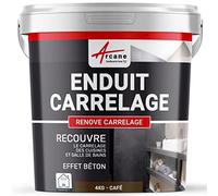 Enduit Carrelage Mur et Sol pour Salle de Bain Cuisine 4 kg Café | S'Applique sans Primaire Directement sur Carrelage, Forte Adhérence, Finition Lisse, Effet Béton - Arcane Industries