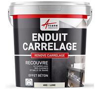 Enduit Carrelage Mur et Sol pour Salle de Bain Cuisine 4 kg Lune | S'Applique sans Primaire Directement sur Carrelage, Forte Adhérence, Finition Lisse, Effet Béton - Arcane Industries