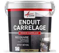 Enduit Carrelage Mur et Sol pour Salle de Bain Cuisine 4 kg Ombre | S'Applique sans Primaire Directement sur Carrelage, Forte Adhérence, Finition Lisse, Effet Béton - Arcane Industries