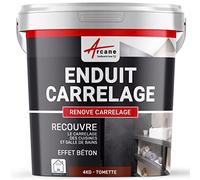 Enduit Carrelage Mur et Sol pour Salle de Bain Cuisine 4 kg Tomette | S'Applique sans Primaire Directement sur Carrelage, Forte Adhérence, Finition Lisse, Effet Béton - Arcane Industries