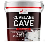 Enduit de cuvelage cave | Enduit hydrofuge, anti humidité pour etancheite garage, sous-sols | Arcacim cave - 25 kg Gris - ARCANE INDUSTRIES