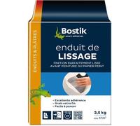 Bostik Enduit de Lissage Poudre, Lisse et Masque jusqu'à 2mm, Facile à Poncer, Tous Supports, Usage Intérieur, Blanc, Sac de 2,5 kg