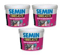 Enduit de Rebouchage Élastique Fibrelastic à Base de Fibre de Verre pour Fissures Vivantes, Int-Ext, seau de 5 kg, Lot de 3