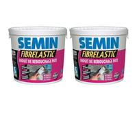 Enduit de Rebouchage Élastique Fibrelastic à Base de Fibre de Verre pour Fissures Vivantes, Int-Ext, seau de 1,5 kg, Lot de 2