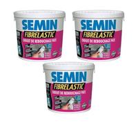 Enduit de Rebouchage Élastique Fibrelastic à Base de Fibre de Verre pour Fissures Vivantes, Int-Ext, seau de 1,5 kg, Lot de 3