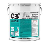 Enduit d'étanchéité souple pour piscine, bassin, cuve, citerne - Enduit de cuvelage flexible sous-sol, cave C3 SOUPLE - PROCOM 35 Kg Gris