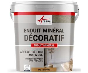 Enduit minréral decoratif interieur | Aspect/Effet beton pour sol et mur toute pièce intérieure - 4 kg Cuivre - ARCANE INDUSTRIES