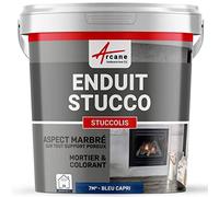 Enduit Stucco Intérieur avec Mortier et Colorant 7 m² Bleu Capri | Mortier et Colorant, s'Applique en Intérieur sur Plâtre, Ciment et Béton, Nettoyage à l'Eau - Arcane Industries