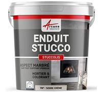 Enduit Stucco Intérieur avec Mortier et Colorant 7 m² Ivoire Crème | Mortier et Colorant, s'Applique en Intérieur sur Plâtre, Ciment et Béton, Nettoyage à l'Eau - Arcane Industries