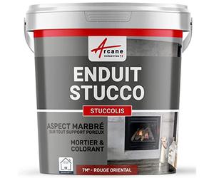 Enduit Stucco Intérieur avec Mortier et Colorant 7 m² Rouge Oriental | Mortier et Colorant, s'Applique en Intérieur sur Plâtre, Ciment et Béton, Nettoyage à l'Eau - Arcane Industries