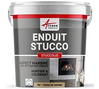 Enduit Stucco Intérieur avec Mortier et Colorant 7 m² Terre De Sienne | Mortier et Colorant, s'Applique en Intérieur sur Plâtre, Ciment et Béton, Nettoyage à l'Eau - Arcane Industries