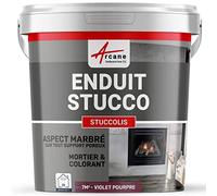 Enduit Stucco Intérieur avec Mortier et Colorant 7 m² Violet Pourpre | Mortier et Colorant, s'Applique en Intérieur sur Plâtre, Ciment et Béton, Nettoyage à l'Eau - Arcane Industries