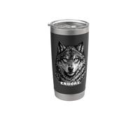 Endure Wolf Motivation Noir Blanc Faune Nature Gobelet isotherme en acier inoxydable double paroi