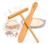 endusor Kit Crêpes en Hêtre Allemand avec Répartiteur et Spatule Crepe 30cm