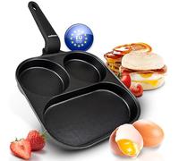 endusor Poêle 3 Compartiments Pancakes et Œuf au Plat (21cm) | Induction Gaz Céramique Électrique, Poêle à œufs, pour petit-déjeuner œuf pancakes