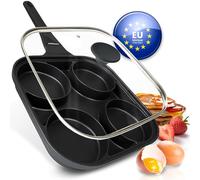 endusor Poêle Pancakes et Œuf au Plat (27cm) avec Couvercle | Revêtement anti-adhésif, Induction Gaz Céramique Électrique, Poêle à œufs, Poêle Pancakes, Egg Pan
