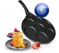 endusor Poele Pancakes smiley pour enfants - Poele pancake avec un diamètre de 26cm + revêtement anti-adhésif | Induction Gaz Céramique Électrique Halogène | 7 trous pour Pancake Blinis Crêpe