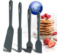 endusor Spatules en Silicone pour Poêle Pancakes (Lot de 4) | Résiste à 320°C, lavable au lave-vaisselle, pour pancakes crêpe oeuf au plat omelette