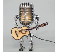Endxedio Lampe de table de style rétro avec microphone et guitare - Lampe de table de style steampunk - Variateur tactile robot - Lampe de bureau pour chambre à coucher, bar, restaurant (classique)