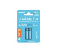 eneloop Lite, Piles Rechargeables AAA/Micro, Lot de 2, capacité de Min. 550 mAh, Piles Ni-MH, prêt à l'emploi, Rechargeables jusqu'à 3000 Fois, Emballage sans Plastique, Lite, Bleues