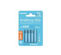 eneloop Lite, Piles Rechargeables AAA/Micro, Lot de 4, capacité de Min. 550 mAh, Piles Ni-MH, prêt à l'emploi, Rechargeables jusqu'à 3000 Fois, Emballage sans Plastique, Lite, Bleues