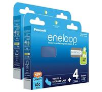 Eneloop Lot de 2 x 4 Piles Rechargeables Ni-MH Micro AAA 800mAh + Boite de Rangement