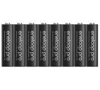 Eneloop Pro piles rechargeables AA/Mignon, 8 pièces (2 paquets de 4), capacité de min. 2500 mAh, batteries Ni-MH, prêtes à l'emploi, rechargeables jusqu'à 500 fois, emballage sans plastique, pro noir