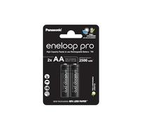 eneloop Pro, Piles Rechargeables AA/Mignon, Lot de 2, capacité de Min. 2500 mAh, Piles Ni-MH, prêt à l'emploi, Rechargeables jusqu'à 500 Fois, Emballage sans Plastique, Pro, Noires