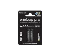 eneloop Pro, Piles Rechargeables AAA/Micro, Lot de 2, capacité de Min. 930 | mAh, Piles Ni-MH, prêt à l'emploi, Rechargeables jusqu'à 500 Fois, Emballage sans Plastique, Pro, Noires