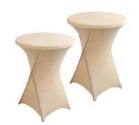 ENEN 2 pièces Housse pour Mange-debou, Nappe en élasthanne Extensible de Couleur Unie Couverture pour Table Debout, Haute de Bistro, Table Ronde, Cocktail, Mariage, Fête (Champagne,80x110cm)
