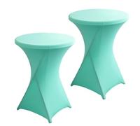ENEN 2 pièces Housse pour Mange-debou, Nappe en élasthanne Extensible de Couleur Unie Couverture pour Table Debout, Haute de Bistro, Table Ronde, Cocktail, Mariage, Fête (Bleu Canard,80x110cm)
