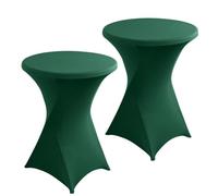 ENEN 2 pièces Housse pour Mange-debou, Nappe en élasthanne Extensible de Couleur Unie Couverture pour Table Debout, Haute de Bistro, Table Ronde, Cocktail, Mariage, Fête (Vert foncé,60x110cm)