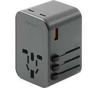 Energea Ład. Siec. 1Xusb+2Xusb-Cpd-Pps-Qc 3.0 65W 1A2C Adapter 4W1 Us/Ua/Eu/Uk Szary/Gunmetal Travelworld Adapter Gan65W