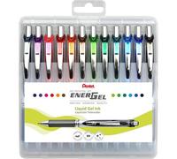 Energel Bl77-12 Gel Rollerball Pen With Press Mechanism, Ball Diameter 0.7 Mm = Line Thickness 0.35 Mm, Refillable, Plastic Box, Assorted Colours (Pack Of 12)